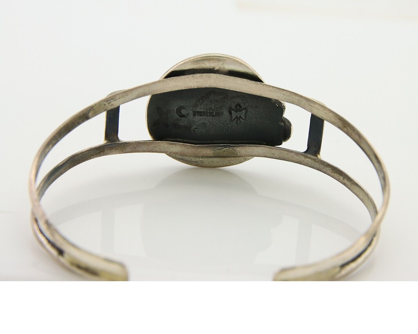 Navajo Bracelet 925 Silver Turquoise Cuff Artist Signed C.80's