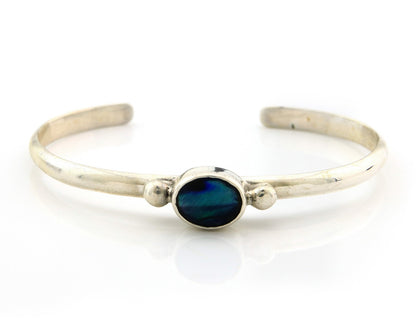 Navajo Cuff Bracelet Sterling Silver Natural Mined MOP Native Artist