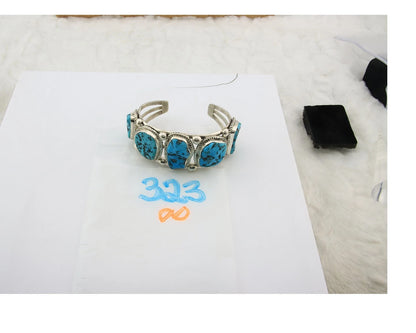 Men Navajo Cuff Bracelet Sterling Silver Turquoise Vintage Native Signed SD