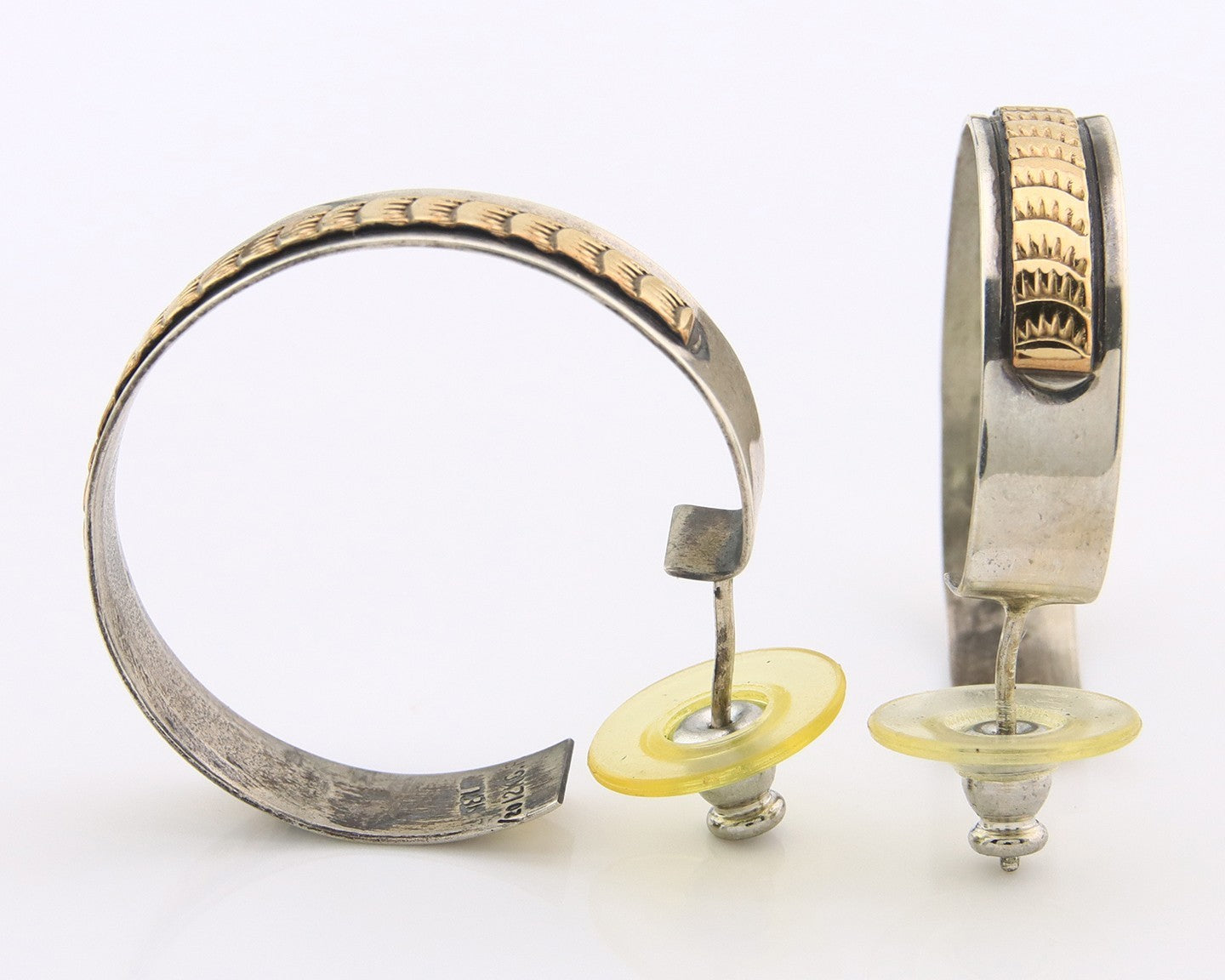 Navajo Earrings Sterling Silver & Gold Vintage Handmade