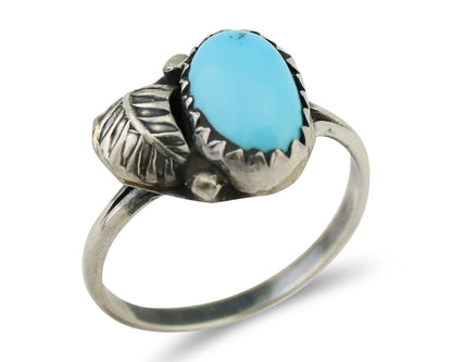 Navajo Ring 925 Silver Sleeping Beauty Turquoise Native American Artist C.80's