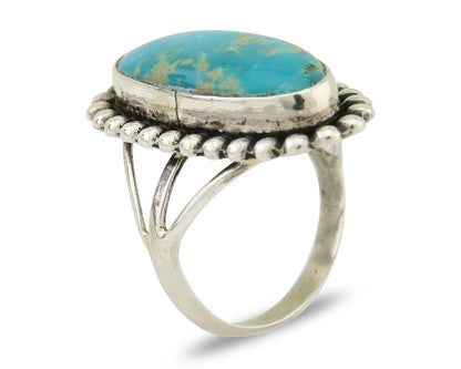 Navajo Shield Ring 925 Silver Arizona Turquoise Native Artist C.80's