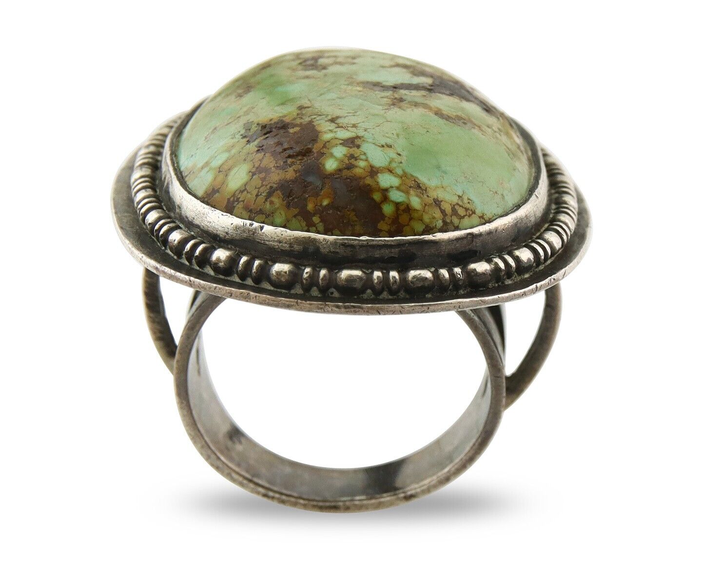 Vintage Navajo Ring 925 Silver Turquoise Native Artist C.80's Size 7