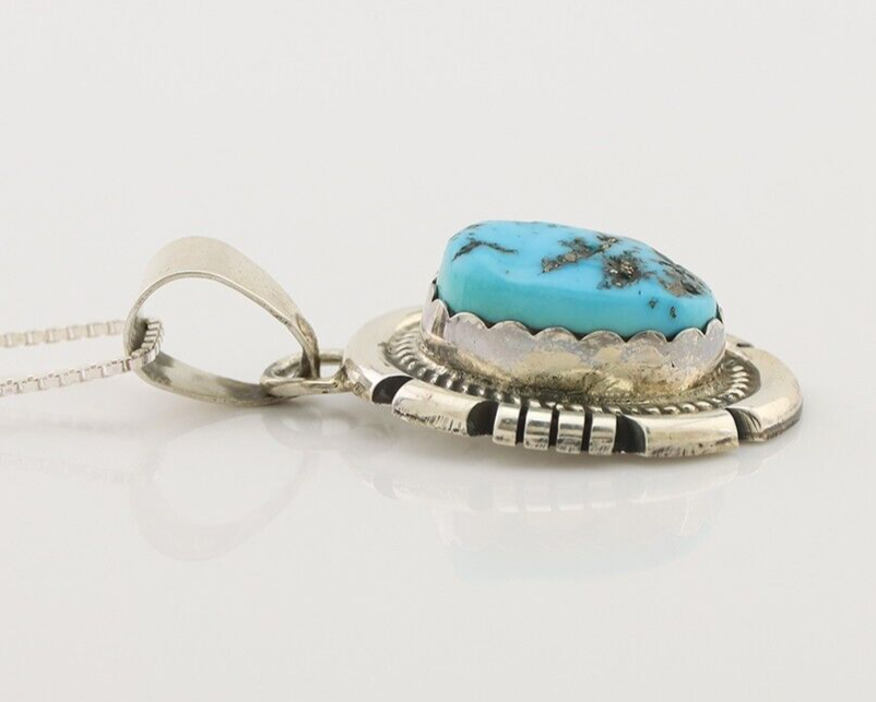 Navajo Ring 925 Silver Sleeping Beauty Turquoise Artist Signed Jon McCray C.80's