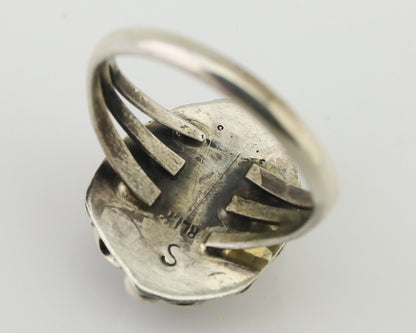 Navajo Ring 925 Silver Sleeping Beauty Turquoise Artist Signed S C.80's