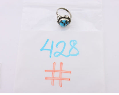 Navajo Ring 925 Silver Sleeping Beauty Turquoise Artist Signed SC C.80's