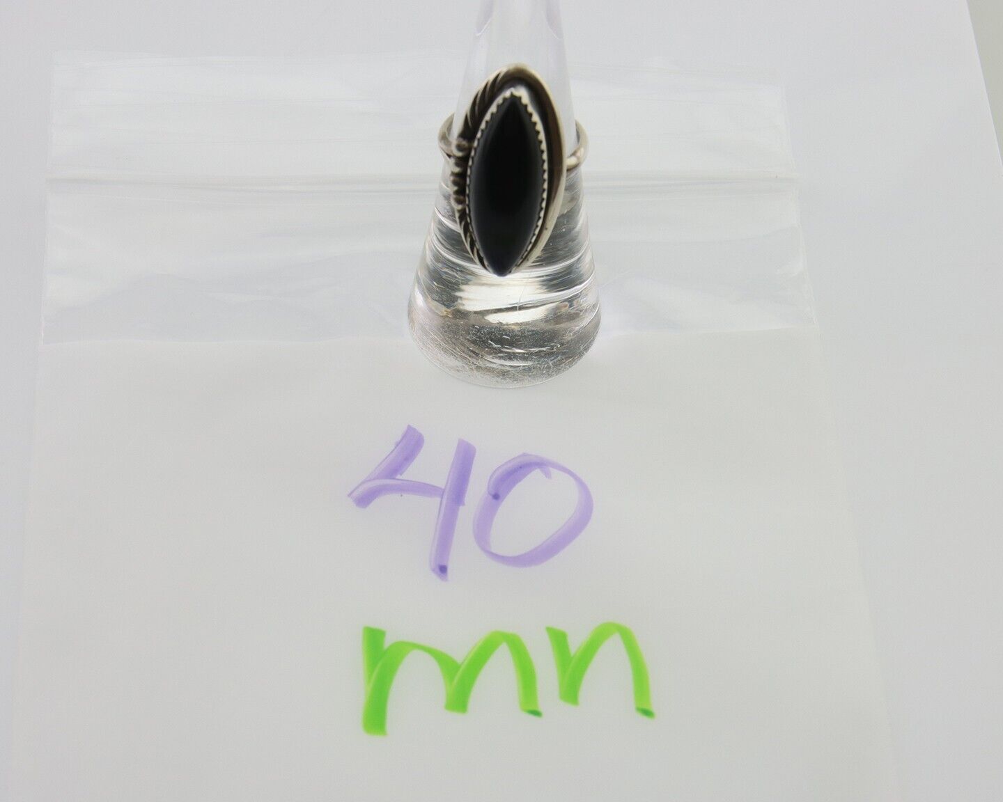 Navajo Handmade Ring 925 Silver Black Onyx Native American Artist C.80's