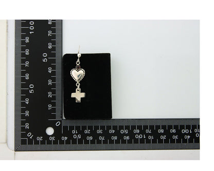 Navajo Earrings 925 Silver Heart Cross Amethyst Native American Artist C.80's