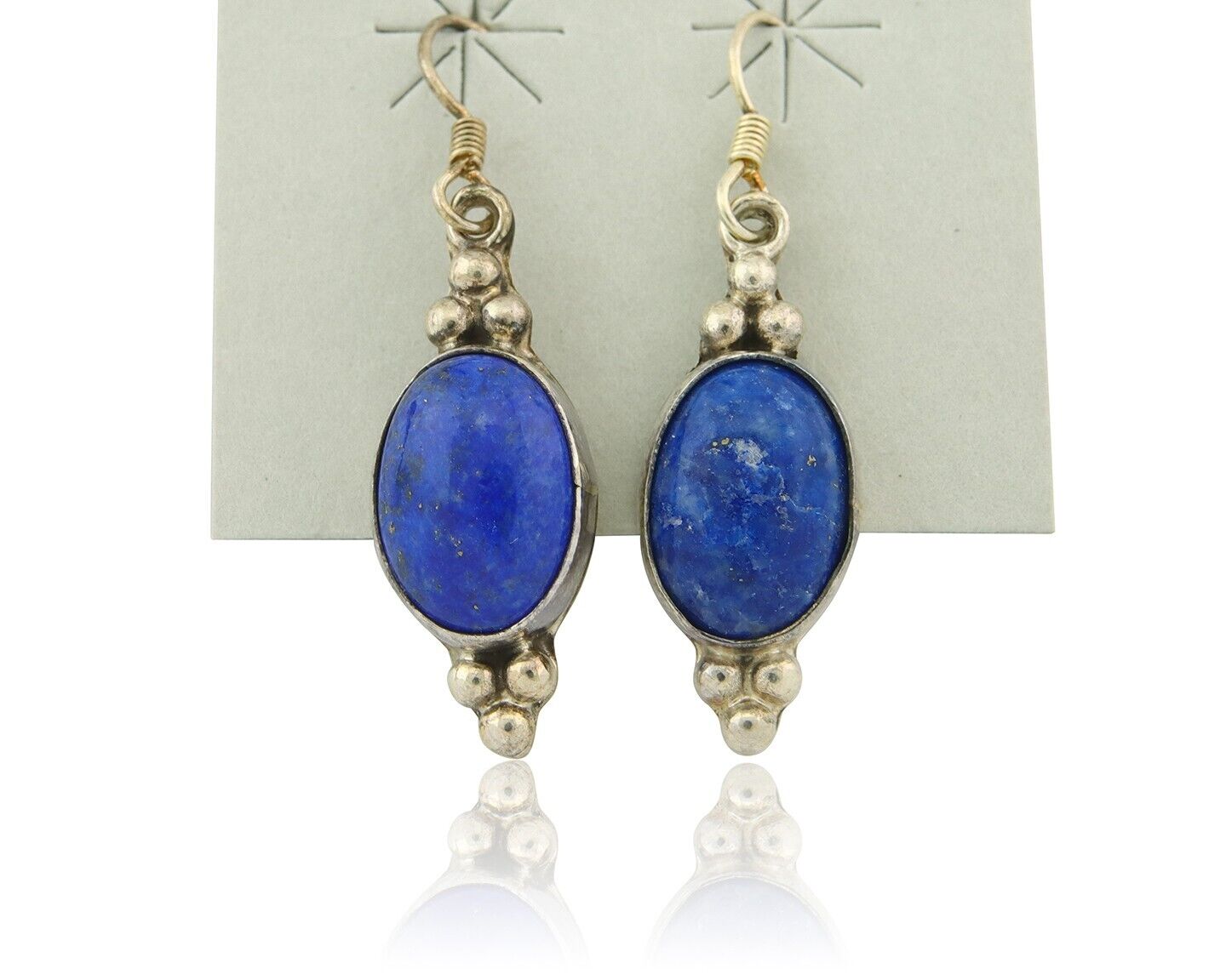 Navajo Earrings 925 Silver Natural Lapis Native American Artist C.80's