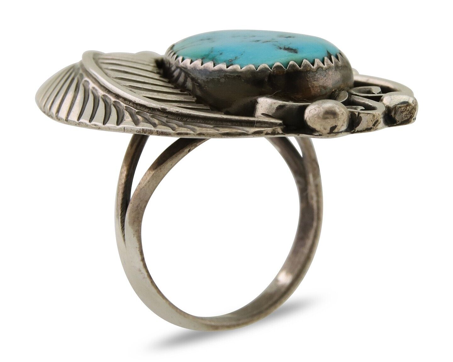 Navajo Ring 925 Silver Blue Turquoise Signed Phillip Morse Jr C.80's