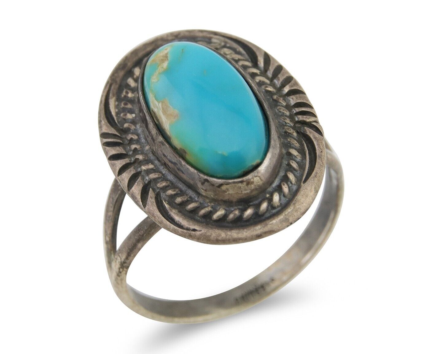 Navajo Handmade Ring 925 Silver Natural Turquoise Native Artist C.80's