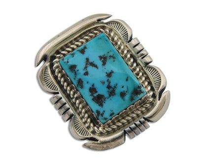 Navajo Pin 925 Silver Natural Blue Turquoise Artist Signed Hyson Craig C.80's