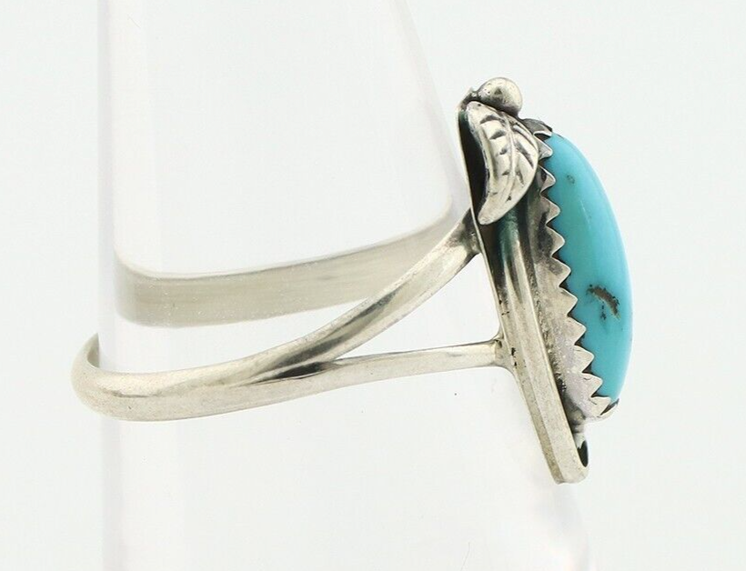 Navajo Ring 925 Silver Sleeping Beauty Turquoise Artist Signed SC C.80's