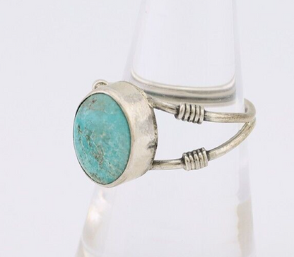 Navajo Ring 925 Silver Natural Blue Turquoise Native American Artist C.80's