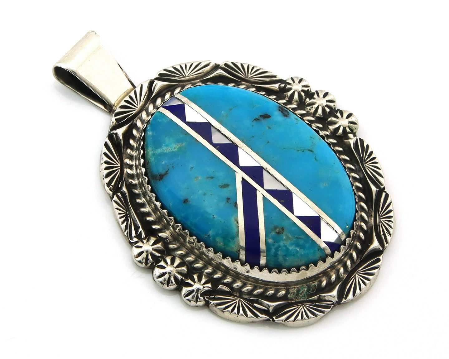 Navajo Pendant Sterling Silver Natural Gemstone Vintage Authentic Signed M Begay