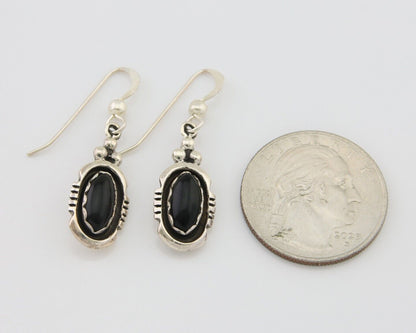 Navajo Dangle Earrings 925 Silver Natural Black Onyx Native American C.80's