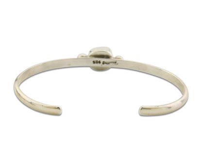 Navajo Bracelet .925 Silver Mediterranean Red Coral Cuff Native Artist C.80's