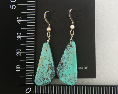 Santo Domingo Earrings 925 Silver Natural Turquoise Native American Artist C80s