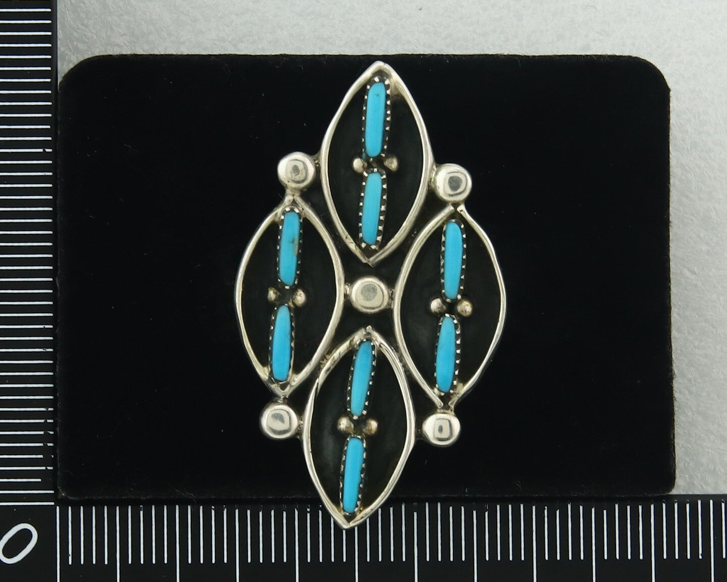 Vintage Zuni Ring 925 Sterling Authentic Natural Turquoise Native Artist Sz 9.25