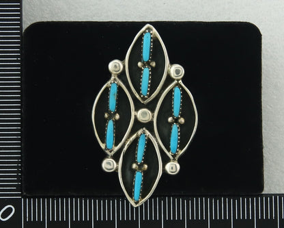 Vintage Zuni Ring 925 Sterling Authentic Natural Turquoise Native Artist Sz 9.25
