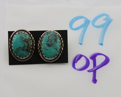 Navajo Earrings 925 Silver Natural Blue Native American Artist C.80's