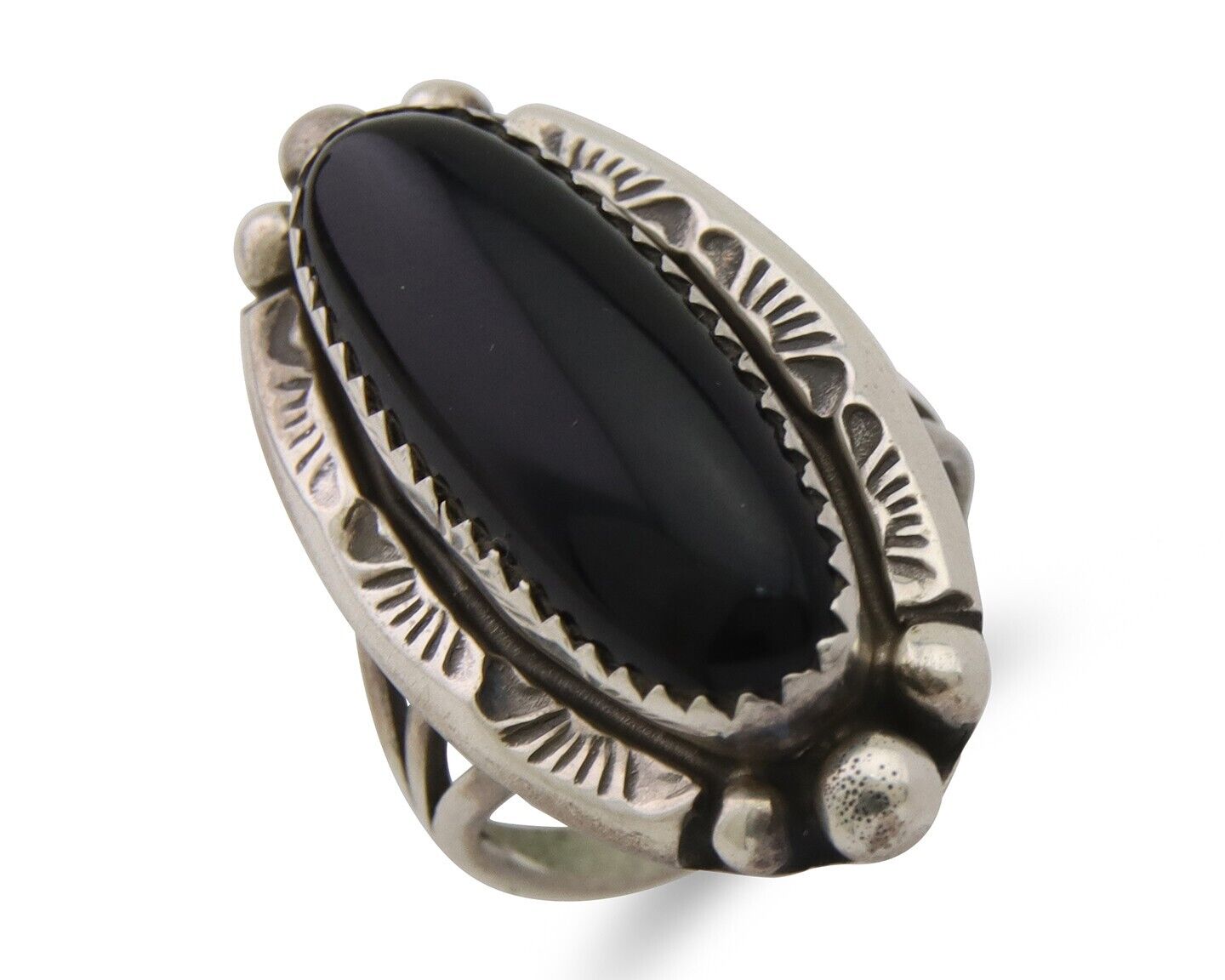 Navajo Handmade Ring 925 Silver Black Onyx Artist Signed SC C.80's