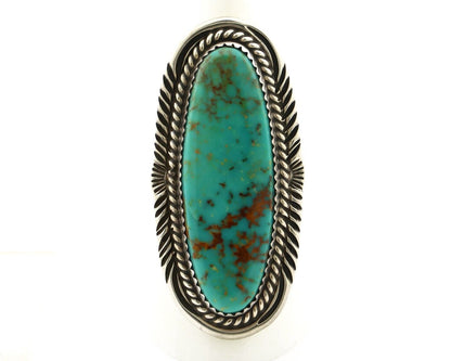 Navajo Ring 925 Silver Natural Mined Turquoise Artist Signed TALHAT C.80's