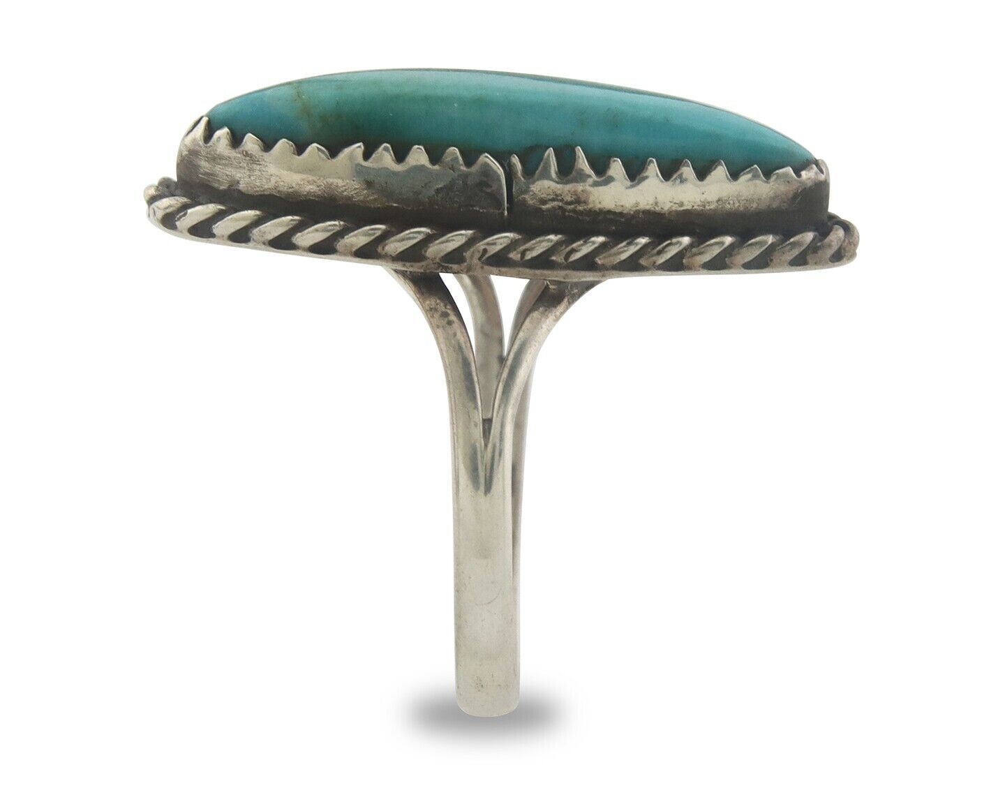 Navajo Ring 925 Sterling Natural Turquoise Native Artist C.80's Size 5.5