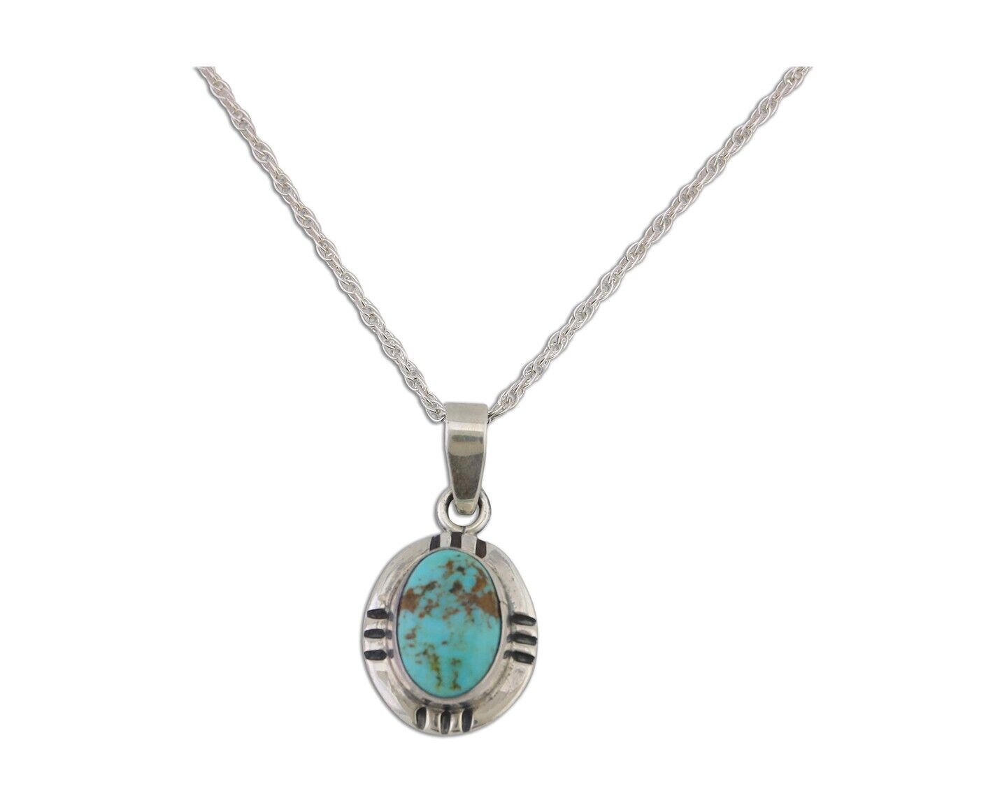 Navajo Necklace 925 Silver Natural Kingman Turquoise Native American C.80's