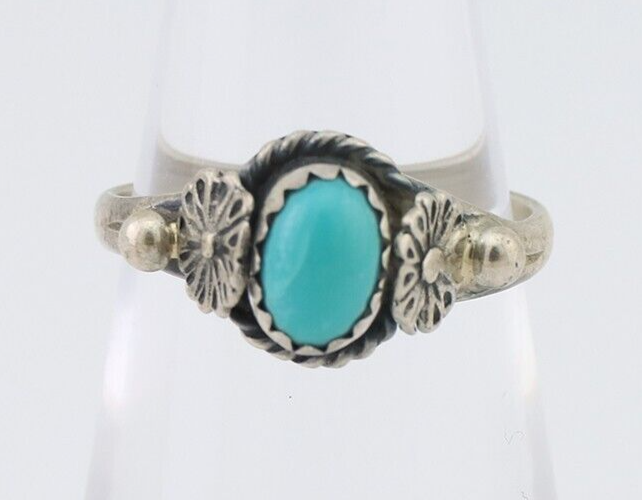 Navajo Ring 925 Silver Kingman Turquoise Native American Artist Made In 1985