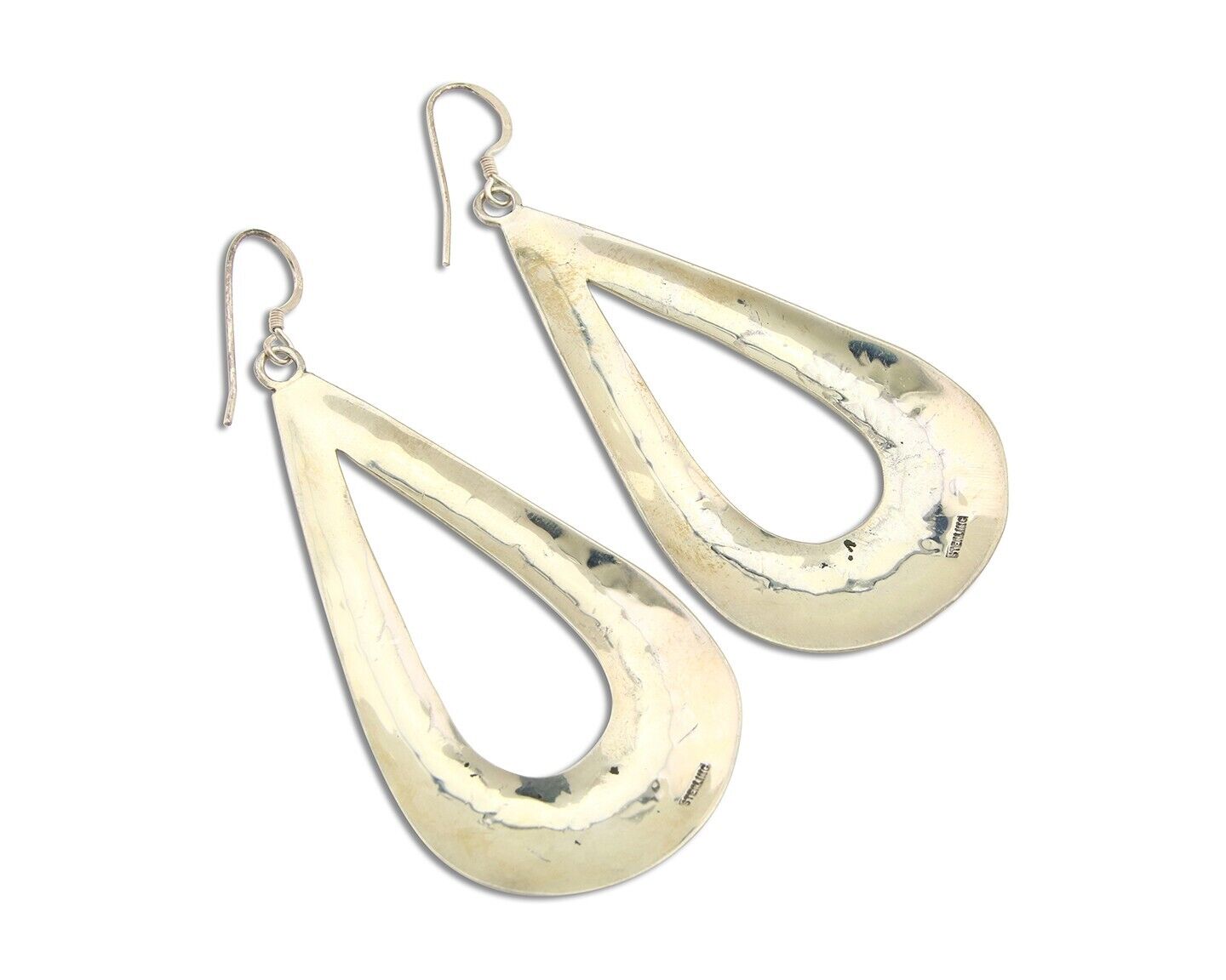 Navajo Dangle Earrings 925 Silver Hand Stamped Native American Artist C.80's
