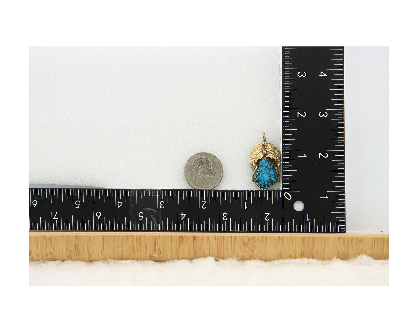 Navajo Pendant Sterling Silver & Gold Natural Blue Turquoise Authentic Native