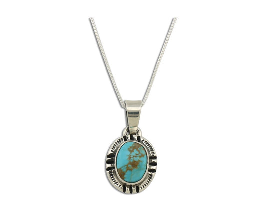 Navajo Necklace 925 Silver Arizona Turquoise Handmade Signed Gecko C.90's