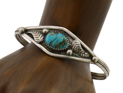 Navajo Handmade Bracelet 925 Silver Arizona Turquoise Native American C.80's