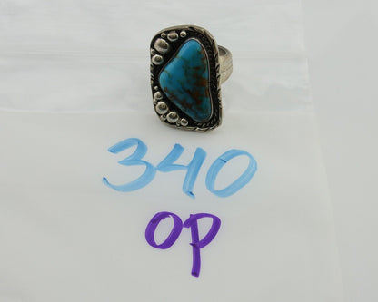Navajo Ring .925 Silver Natural Turquoise Artist Signed Zachary C.80's