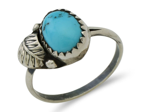 Navajo Ring 925 Silver Sleeping Beauty Turquoise Native American Artist C.80's