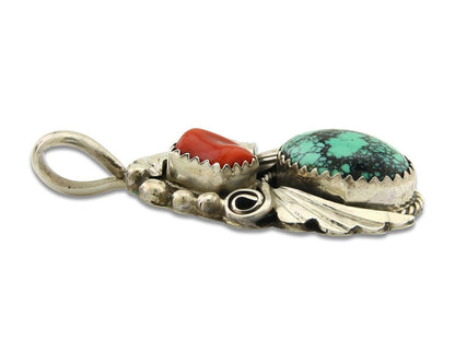 Navajo Necklace 925 Silver Spiderweb Turquoise Artist Signed Justin Morris C80s