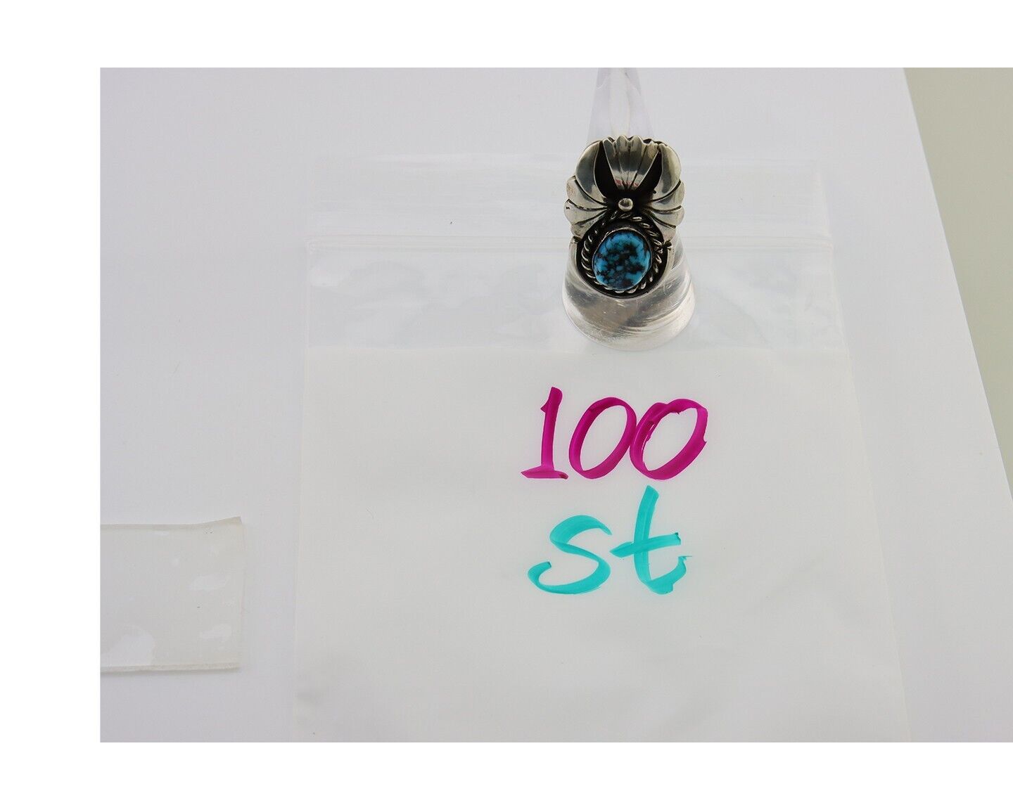 Navajo Ring 925 Sterling Silver Natural Turquoise Artist Signed LT C.80's