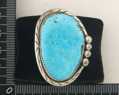 Vintage Navajo Ring 925 Sterling Turquoise Signed Richard Hoskie Size 10.75