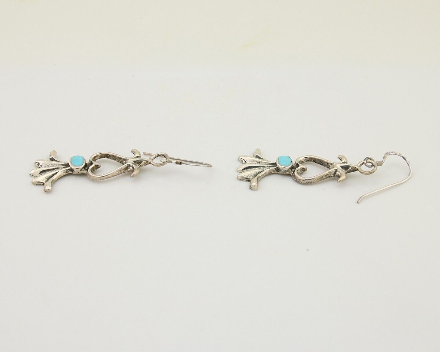 Navajo Dangle Earrings 925 Silver Blue Turquoise Native American Artist C.80's