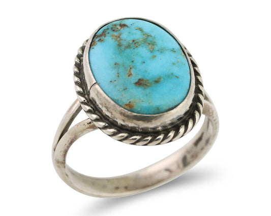 Navajo Handmade Ring 925 Silver Turquoise Artist Signed CM C.80's