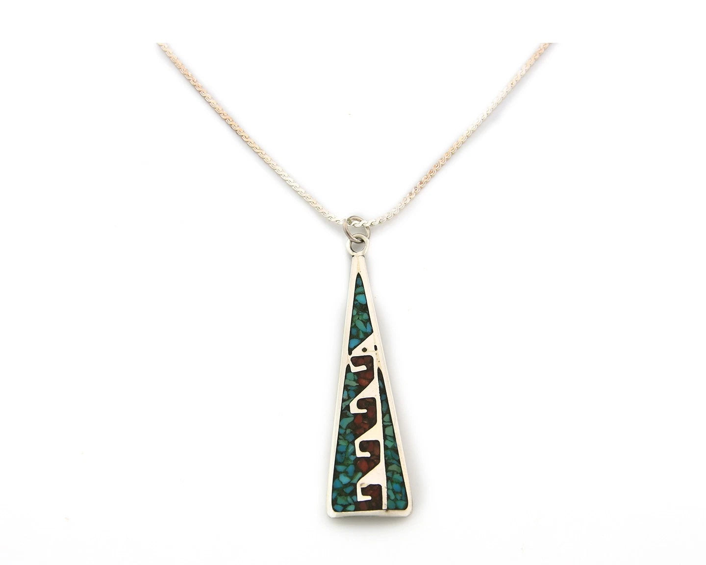 Navajo Necklace Sterling Silver Authentic Inlaid Gemstone Native American