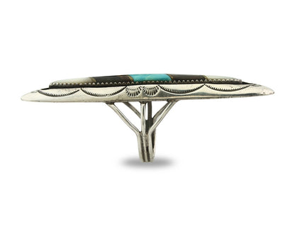 Vintage Navajo Ring 925 Sterling Silver Turquoise Handmade Size 8.5