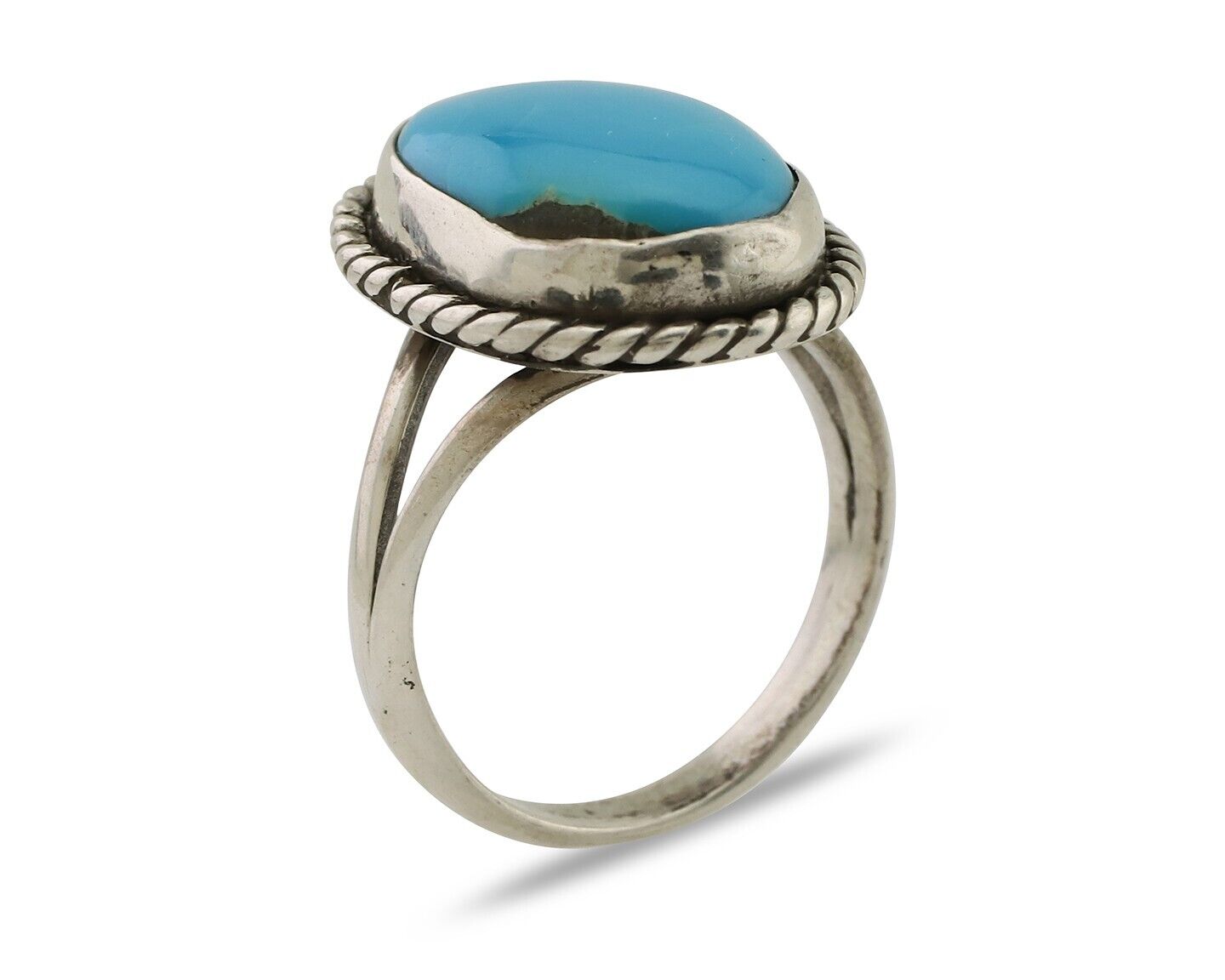 Navajo Ring 925 Silver Natural Blue Turquoise Native American Artist C.80's