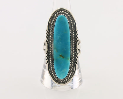 Navajo Ring 925 Silver Natural Blue Turquoise Artist Signed USA C.80's