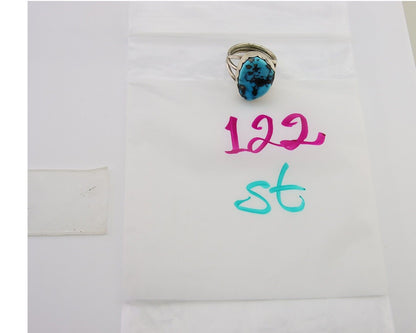 Navajo Ring 925 Sterling Silver Natural Turquoise Signed Tony Guerro C.80's