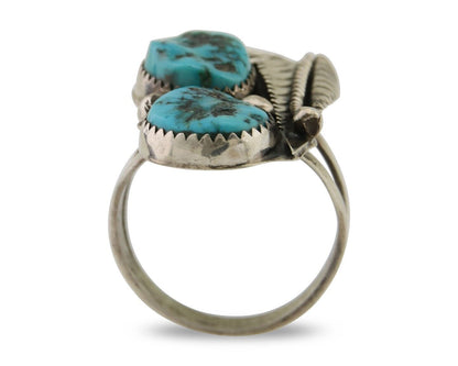 Navajo Ring 925 Silver Natural Blue Turquoise Native American Artist C.80's