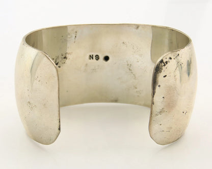 Navajo Cuff Bracelet Sterling Silver Signed NS Vintage Handmade