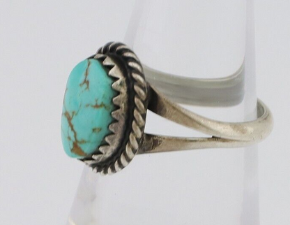 Navajo Ring 925 Silver Kingman Turquoise Native American Artist C.80's