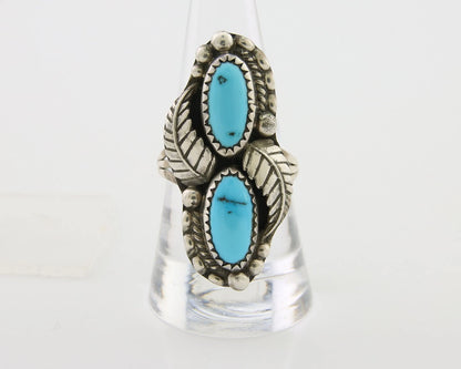 Navajo Ring 925 Silver Natural Blue Turquoise Native Artist Signed SC C.80's